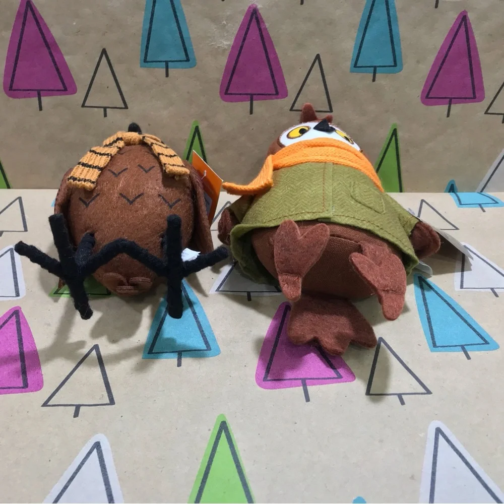 Target 2022 Set Of 2 OWLS Fall Harvest Thanksgiving Plush Bird NEW